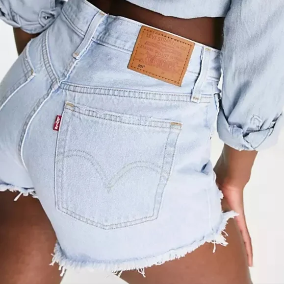 Vintage High Waisted 90s Levi's 501 Denim Shorts - Picture 1 of 6